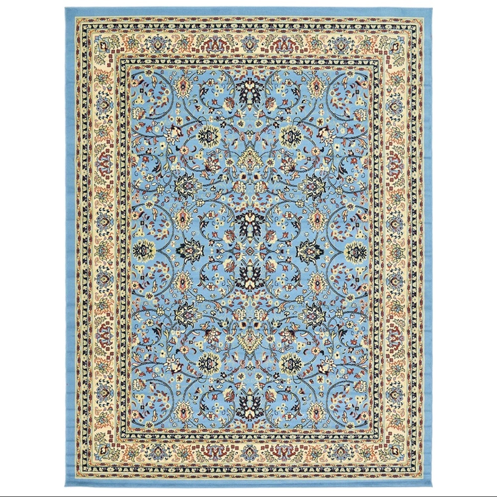 Traditional Area Rug Light Blue Floral 4’ x 6’ - Picture 1 of 8